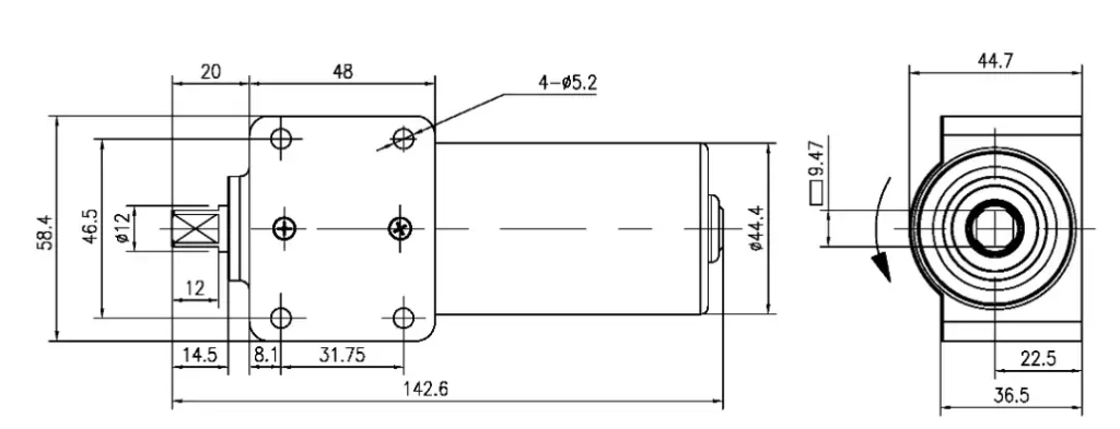 Yifan Motor Brush DC Gear Motor 12V 35W, 42ZY-CJ001-1, For RV Stabilizer Jack（images 3）