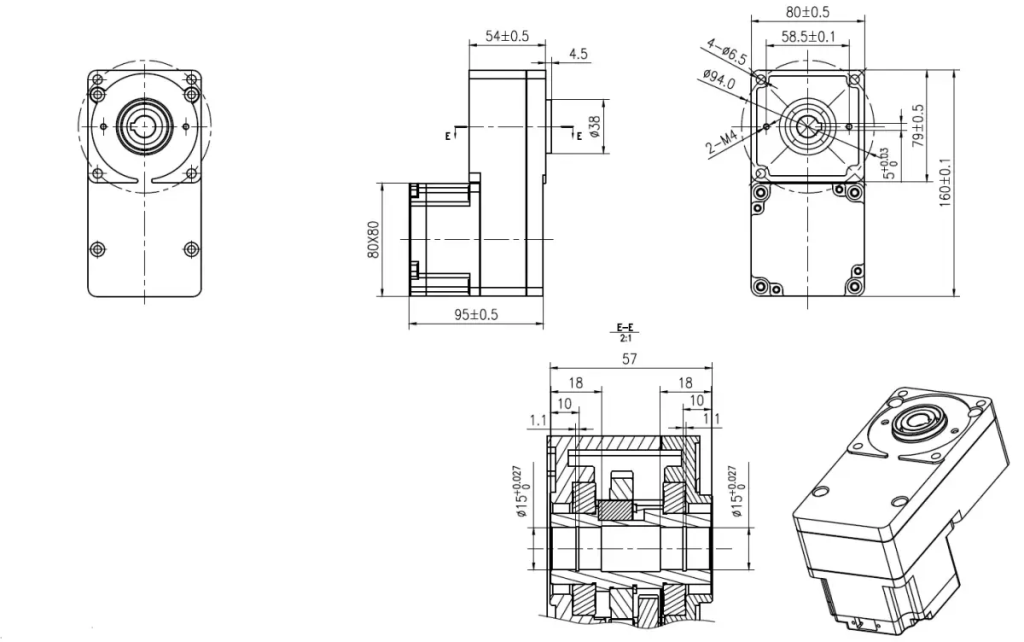 Yifan Motor Brushless DC Gear Motor 24V 120W, F80BS12-2430-J20, For Solar Cleaning Robot（images 1）
