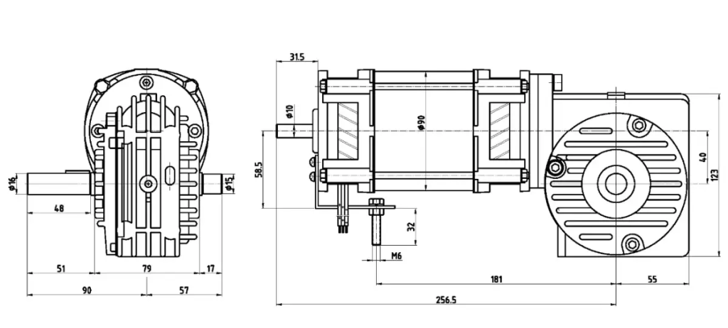 Yifan Motor Three Phase Asynchronous Gear Motor 380V 500W, YSOJ-050(35), For Circuit Breaker and Switchgear（images 1）