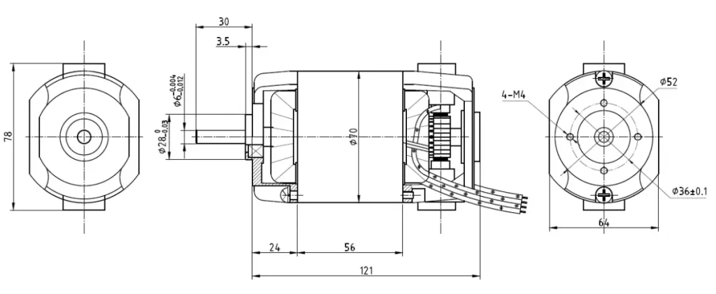 Yifan Motor AC/DC Universal Motor 230V 360W, HDZ-23660C, For Circuit Breaker and Switchgear(images 1)